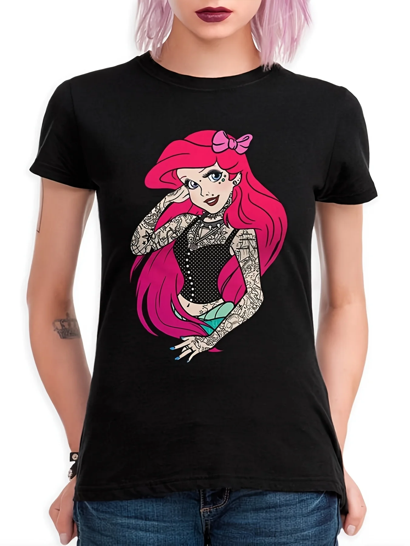 T-shirt da uomo e da donna in cotone con stampa grafica Disney Princess estate autunno inverno maniche corte sport all'aria aperta di lusso