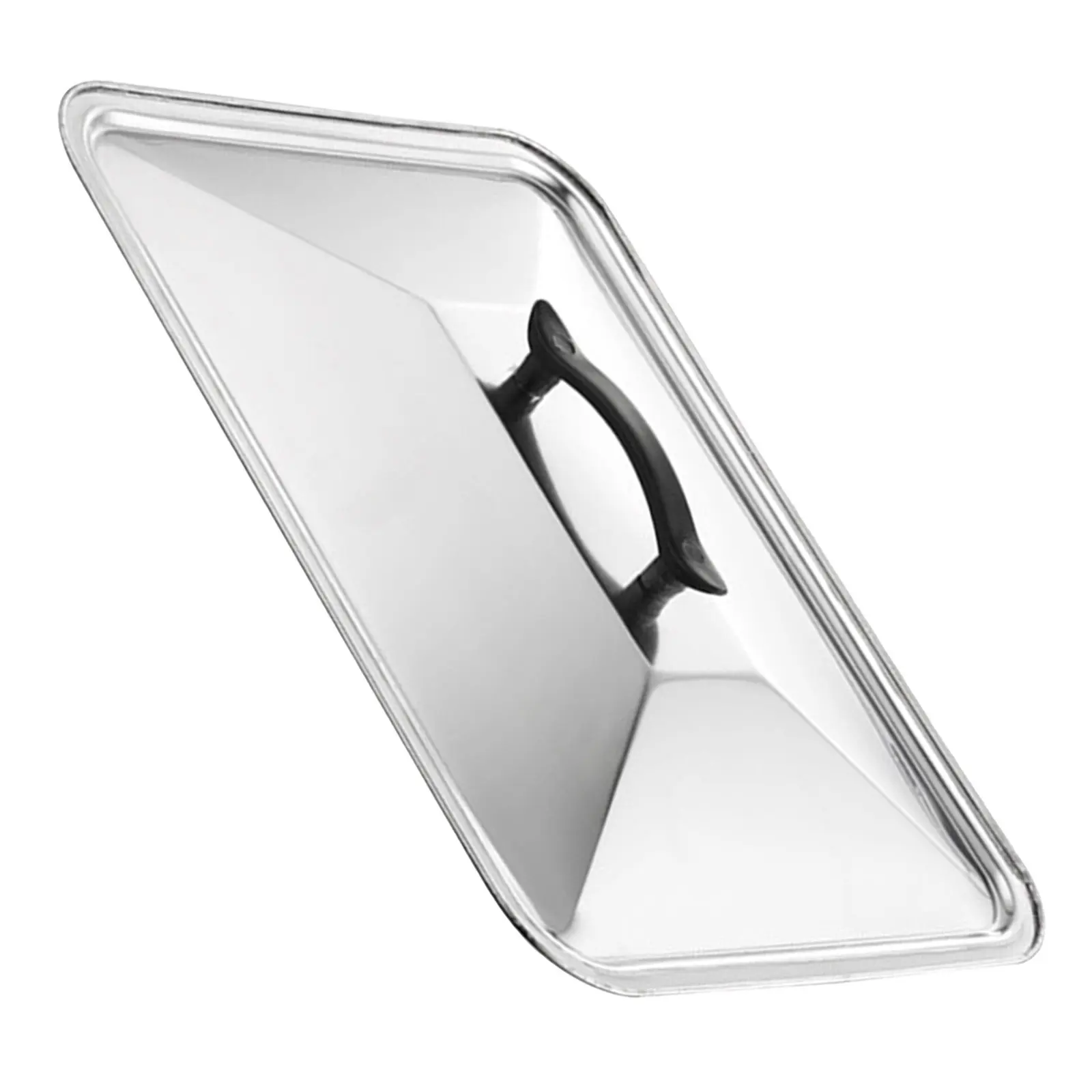 Stainless Steel Rectangular Baking Pan Lid Splash-Proof Heat-Resistant Handle Kitchen Cover for Deep Baking Tray Multipurpose