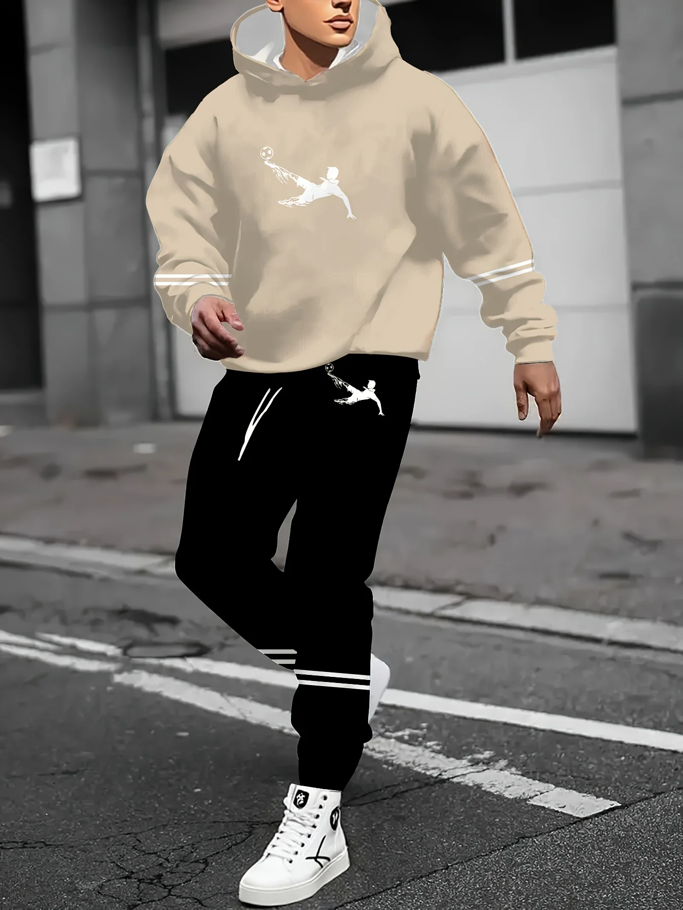 

Осенне-зимний мужской комплект с капюшоном, футбольный комплект с капюшоном и принтом, мужской спортивный комплект с капюшоном, быстросохнущий и дышащий