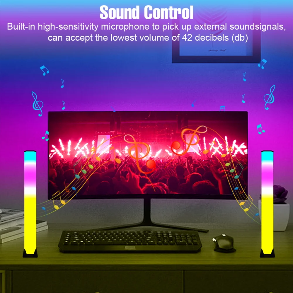 Luci pickup a LED RGB Lampada intelligente con sincronizzazione del ritmo musicale con telecomando IR per la luce notturna dell'atmosfera della decorazione del desktop della sala giochi