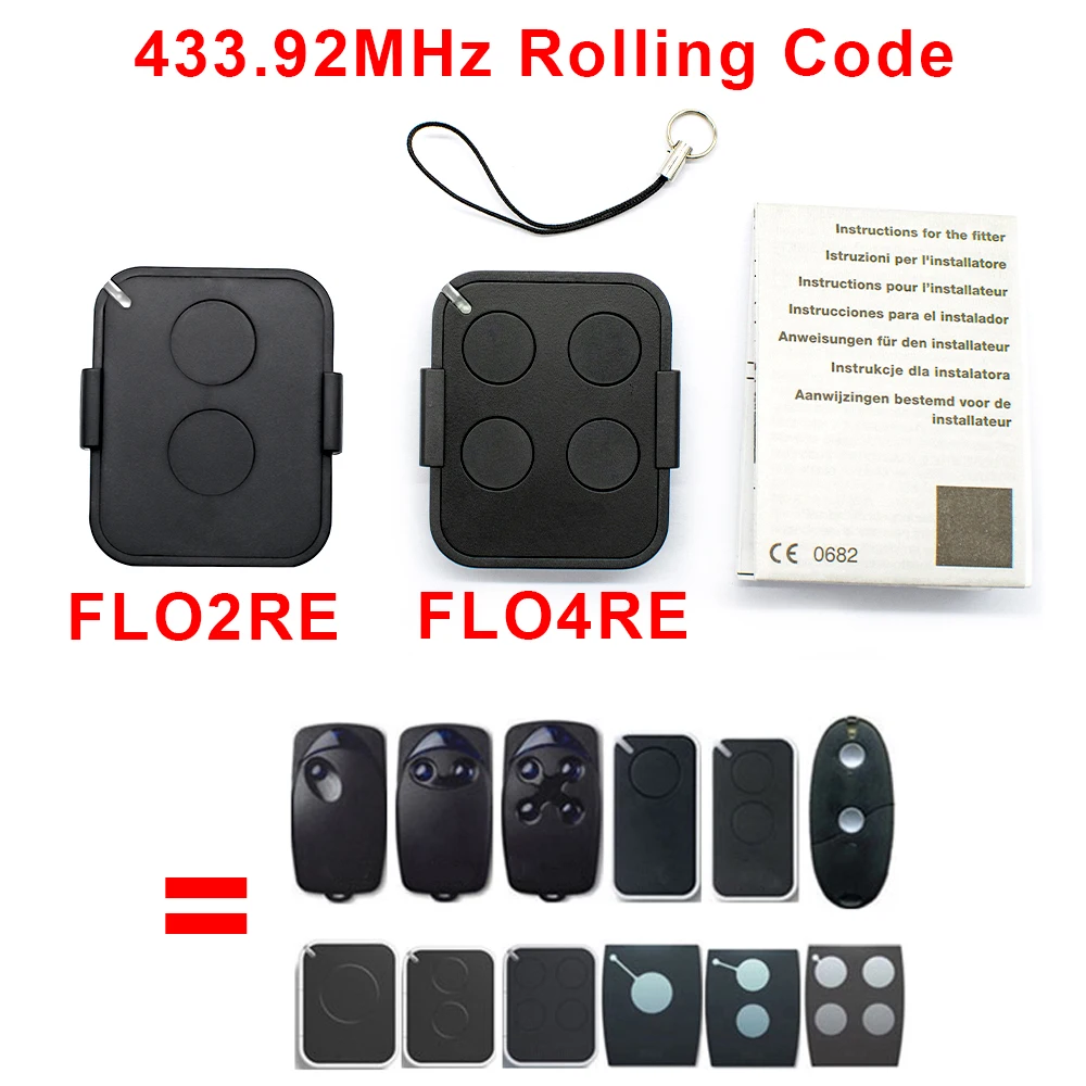 ERA Flo FL02RE/Fl04RE 433.92mhz Rolling Code FLO4RS ON1 ON2 ON4 INTI1L INTI2L INTI1Y INTI2Y Garage Door/Gate Opener Transmitter