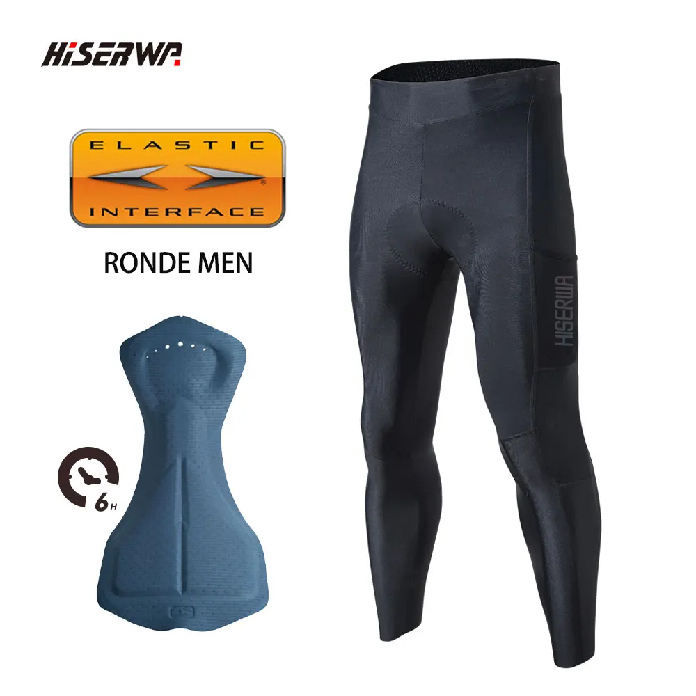 

HISERWA Men Cycling Long Pants 6 Hours Elastic Interface Pro Pad MTB Road Bike Long Pants High Quality Bicycle Cycling Tights