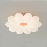 Kids Bedroom Flower Shape LED Ceiling Light White Pink Led Ceiling Lamp 110-240V 3 Light Colors For Childerns Nursery Room