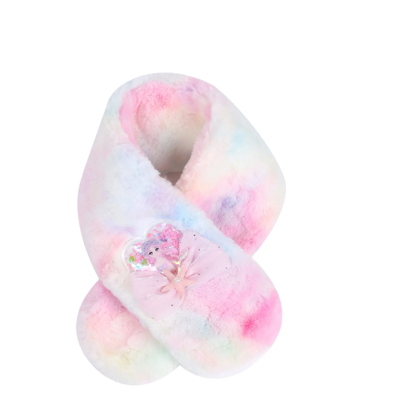 Miniso の新しいマーメイド子供用スカーフ暖かいスカーフ女の子のための冬の女の子ぬいぐるみ厚み