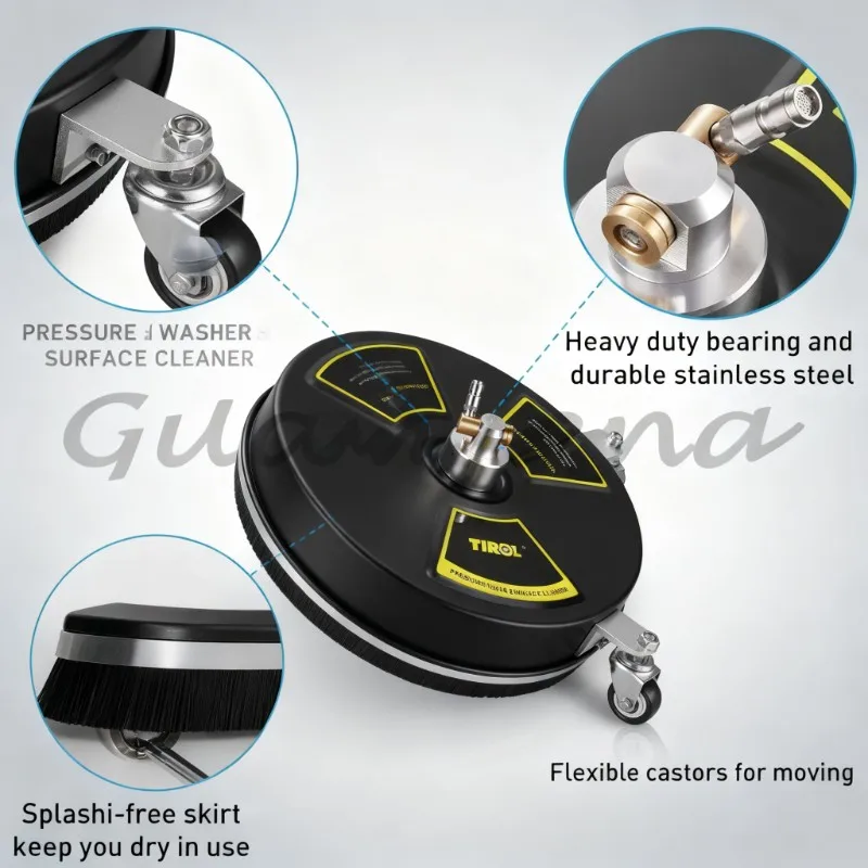 Circular 15 inch pressure washer surface cleaner accessory, high-pressure floor tool for outdoor road cleaning