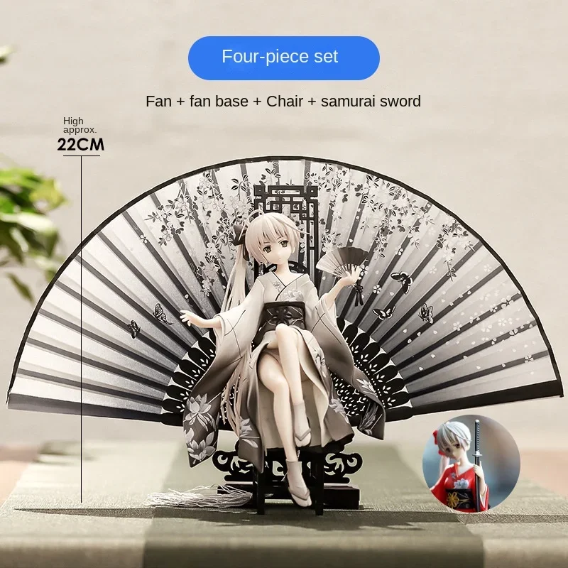 Modelo bidimensional hecho a mano de Bandai Edge of The Sky: Sister Spring, Hino Dome y Wind Dome, con diseño de kimono y abanico.