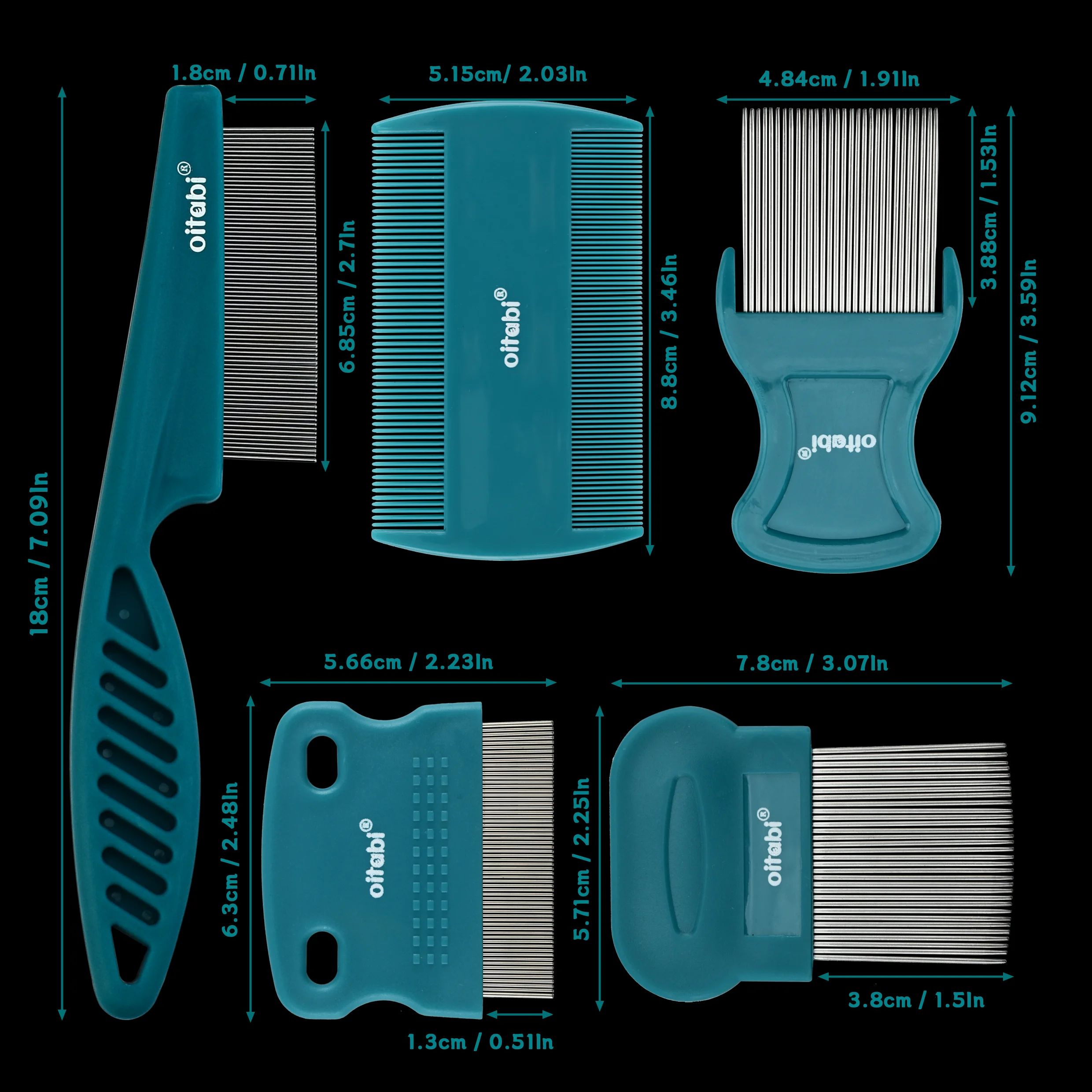Oitabi 3/4/5/6Pcs Flea Comb with High Strength Teeth Pet Tear Stain Remover Combs, Pet Dog Cat Grooming Comb Float Hair Remover