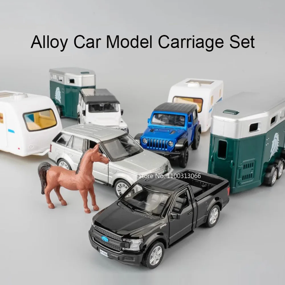 1:36 Alloy Jeep Wrangler Ford F150 Caravan Models Cars Toys Range Rover Touring Car Doors Opened Off-road Vehicles Kids Gifts