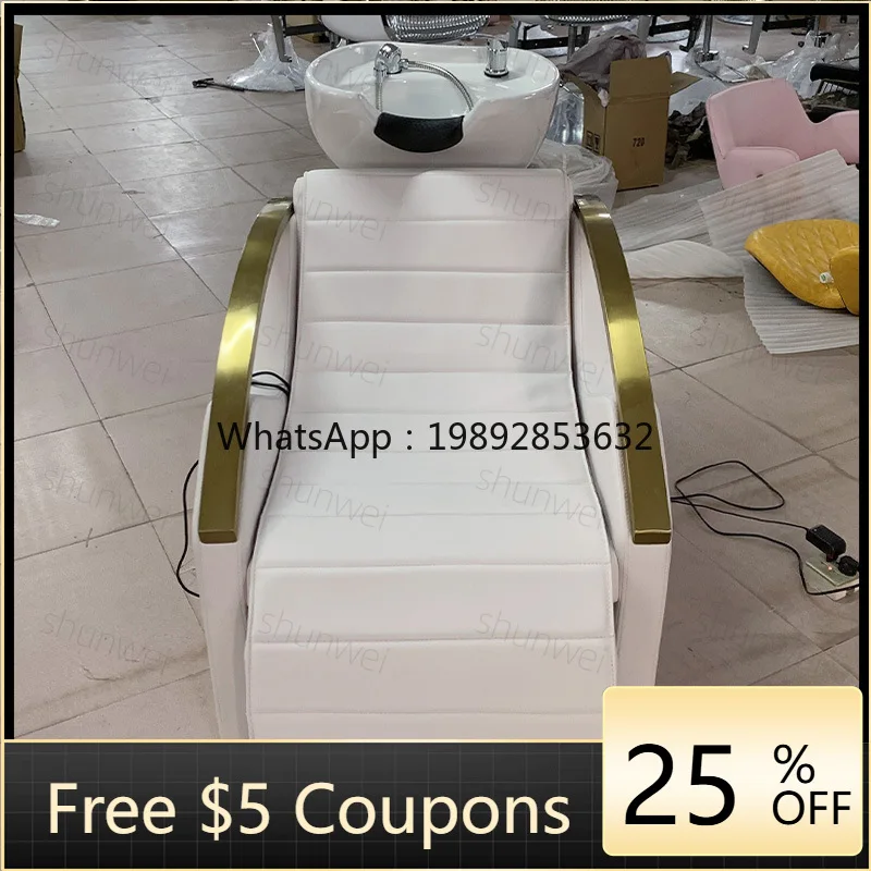 LYY Hair Salon Retro Sitting Shampoo Bed Barber Shop Salon Special Semi-Lying Shampoo Bed