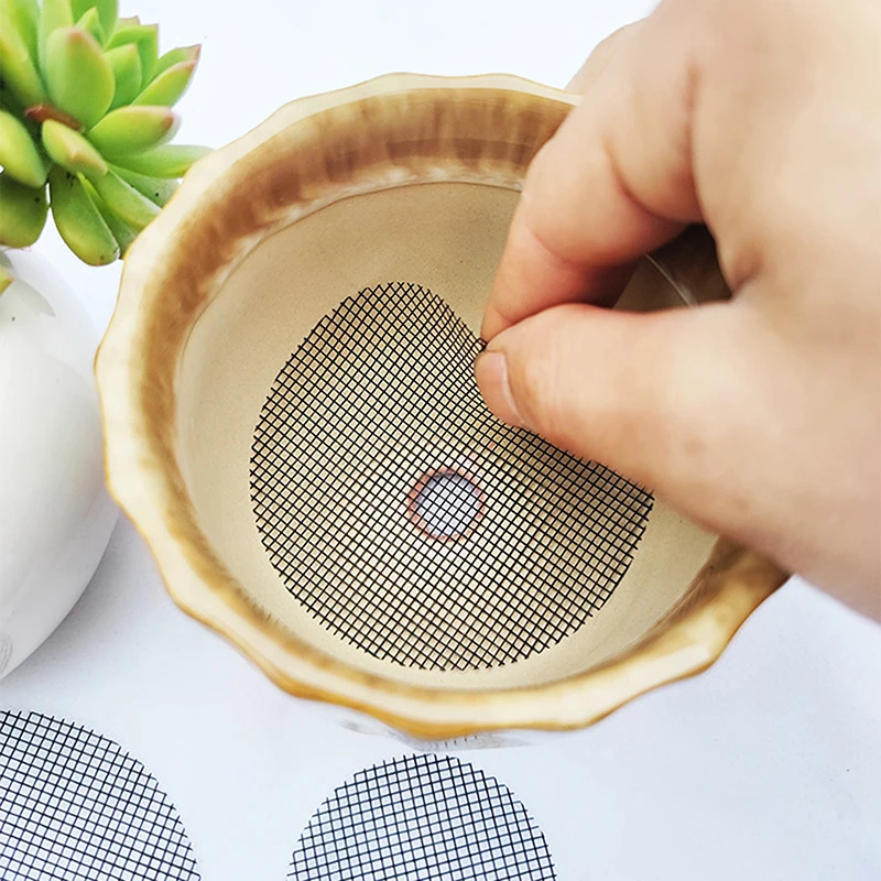 50pcs Pot Hole Mesh Pad Grid Round Drainage Hole Screen For Pot Bottom Prevent Soil Loss Bonsai Flower Plant Gardening Tools
