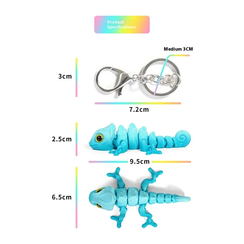 3D Printed Chameleon Keychain Cute Kitten and Puppy Color Key Ring for Bags Wallets Accessories Desk