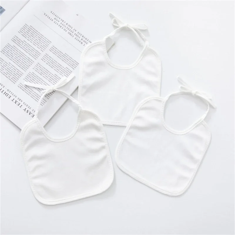 White Cotton Baby Bibs for Painting, Pack of 10pcs Drool Bib Adjustable Strap Burp Cloth Waterproof Saliva Towel Set