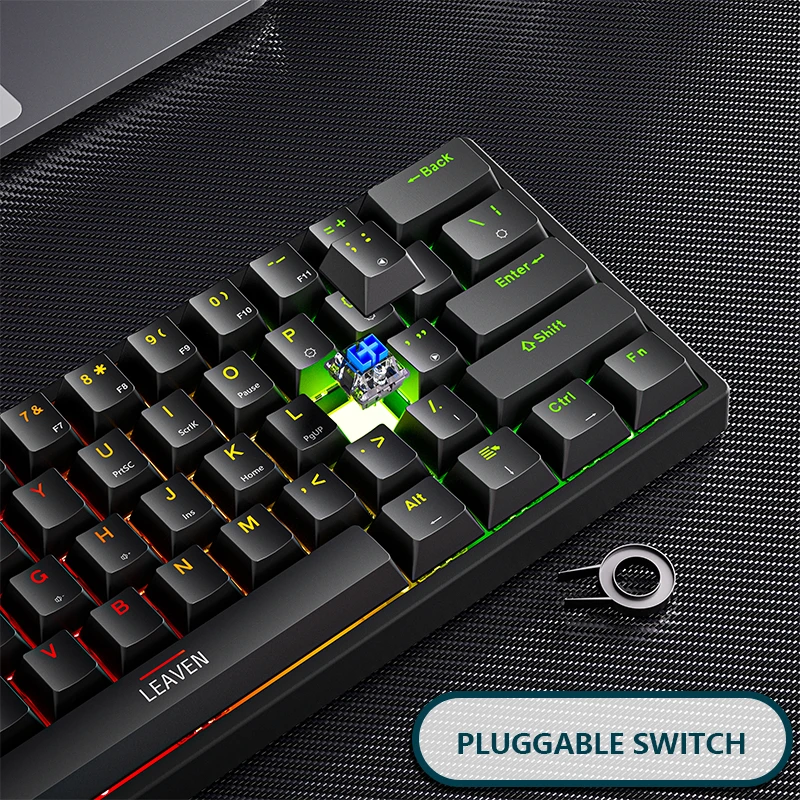 K620 Mini Gaming Mechanical Keyboard 61 Keys RGB Hotswap Type-C Wired Gaming Keyboard PBT Keycaps 60% Ergonomics Keyboards