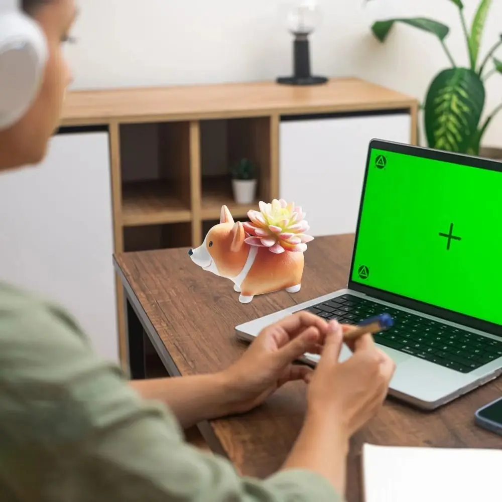 

Decorative Corgi Dog Pot Decorations Collectible Exquisite Corgi Dog Resin Ornaments Adorable 14.5cm Corgi Dog Model Toy Office