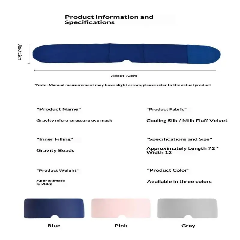 Gravity Sleep Eye Mask Relieves Fatigue Double Sided Micro Pressure Reusable Washable Light Blocking for Daily Use Travel