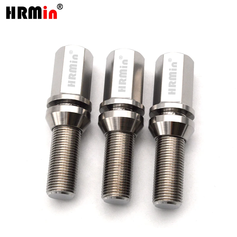 HRmin Extended 17mm Hex Head Floating Cone Seat Gr.5 Titanium Automobile Vehicle Car Wheel Bolt for European Car M14x1.5x28mm