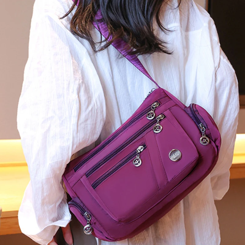 Umhängetasche für Damen, wasserdichte Tragetasche, lässige Nylon-Geldbörse, Handtasche, leichte Messenger-Umhängetasche