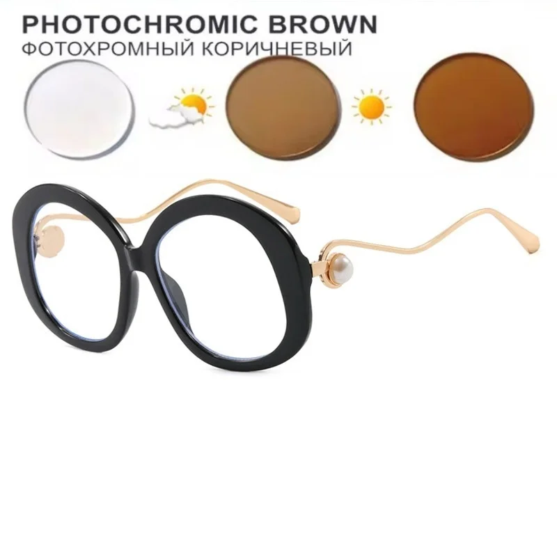 Round Large Metal Glasses Frame Fashion Non-Prescription Glasses Anti-Blue Light Glasses