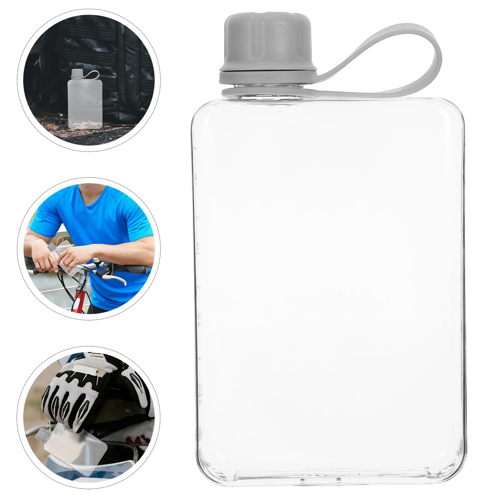 

500Ml Flat Travel Water Leakproof Reusable Plastic Flask Portable Gym Fitness Camping Space-Saving Slim Handbags Book-Shaped
