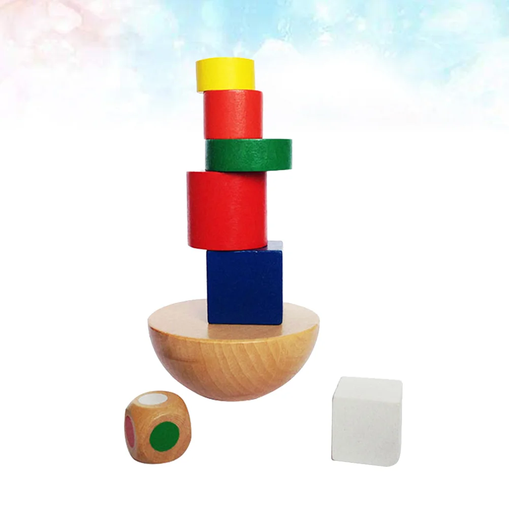 Wooden Hemisphere Balancing Games Stackable Building Blocks Set Playset Toys Educational Toys for Kids Children (Mixed Color)