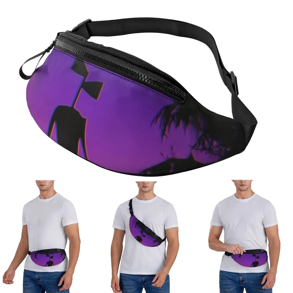 

Crossbody Waist Bag Siren Head In Neon Men Women Fanny Pack Travel Running Money Phone Pouch