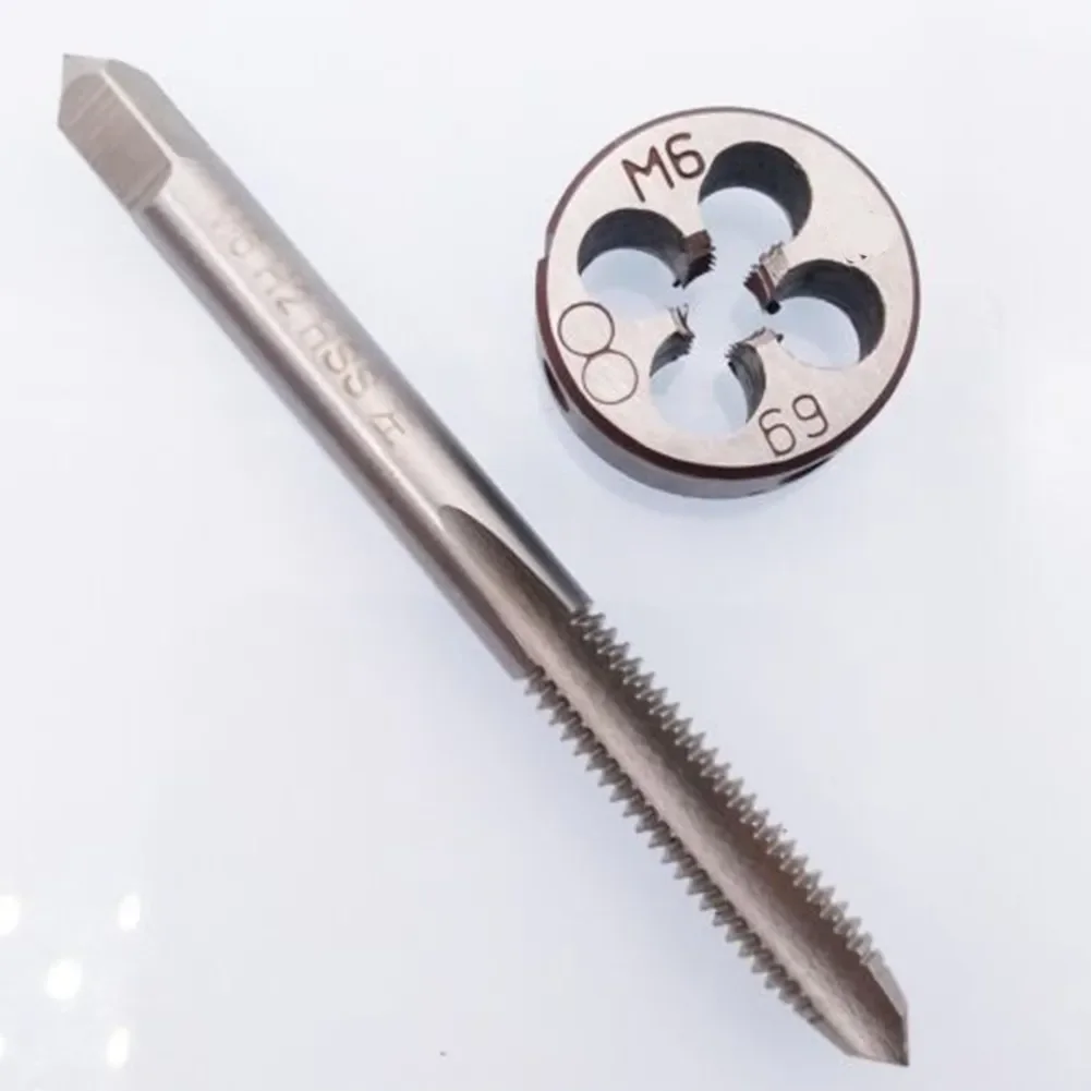 2 buah/set HSS M6 X 1mm Tap & M6 X 1.0mm Die metrik alat tangan kiri untuk Unalloyed dan rendah baja Aloi seng