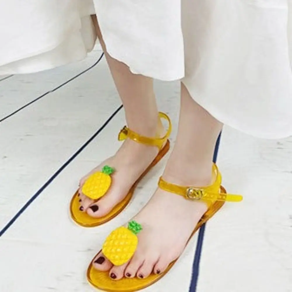 Watermelon Jelly Fruits Sandals Mango Grape Bee Lemon Orange Korean Style Slippers Soft PVC Bottom Lemon Strawberry