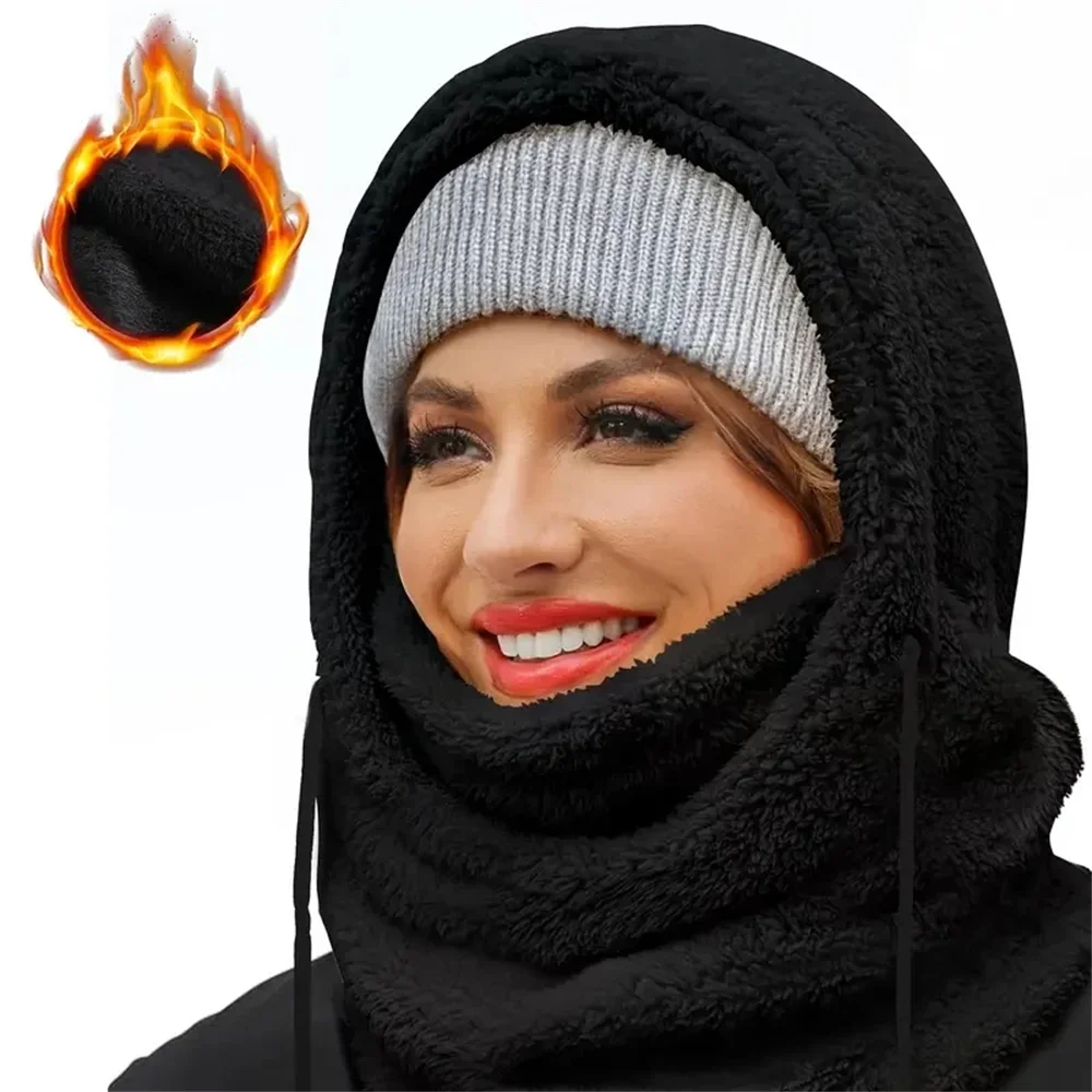 Warm Thermal Windproof Balaclava Ski Hood Motorcycle Face Cover Polar Fleece Adjustable Cycling Neck Cover Full Face Mask Winter