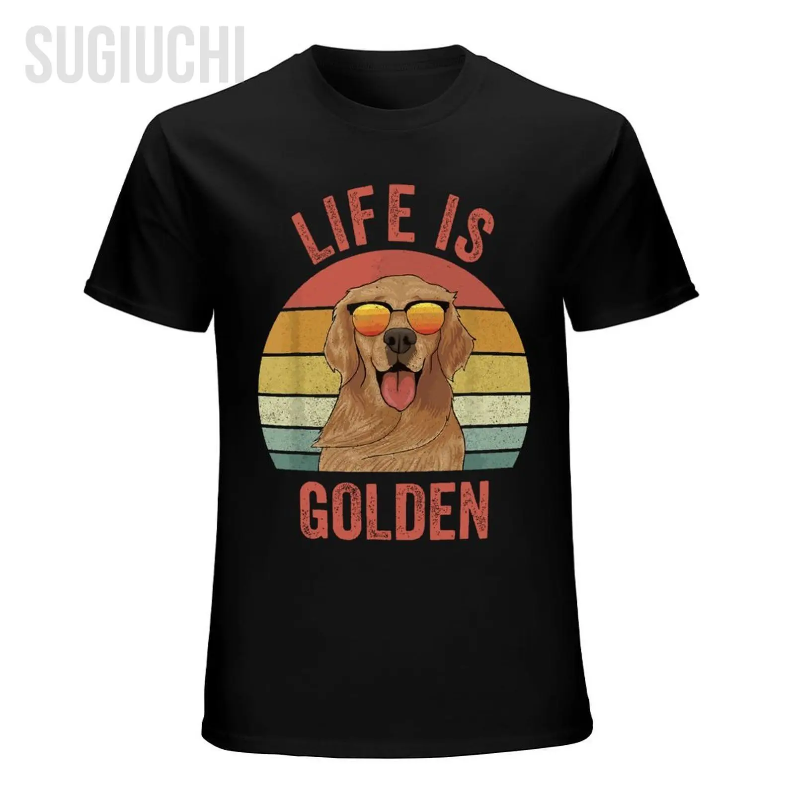 للجنسين الرجال ريترو الذهبي المسترد مضحك الكلب التي شيرت تيز تي شيرت النساء الفتيان 100% القطن تي شيرت #3