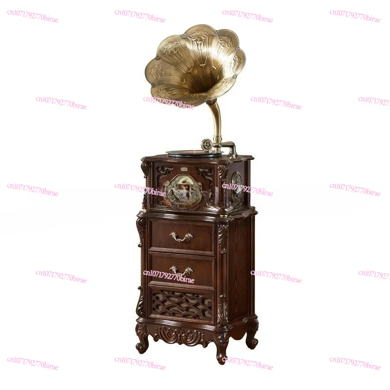 

European Phonograph Retro Old-fashioned Speakers Stereo European-style American Living Room Home Antique Bluetooth Record Player