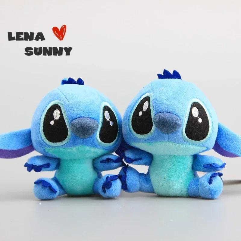 Disney 10 Teile/los Nette Cartoon Lilo und Stitches Kleine Anhänger Plüsch Spielzeug 10CM Kawaii Plüsch-schlüsselbund Kinder Beste Chirstmas geschenk Spielzeug