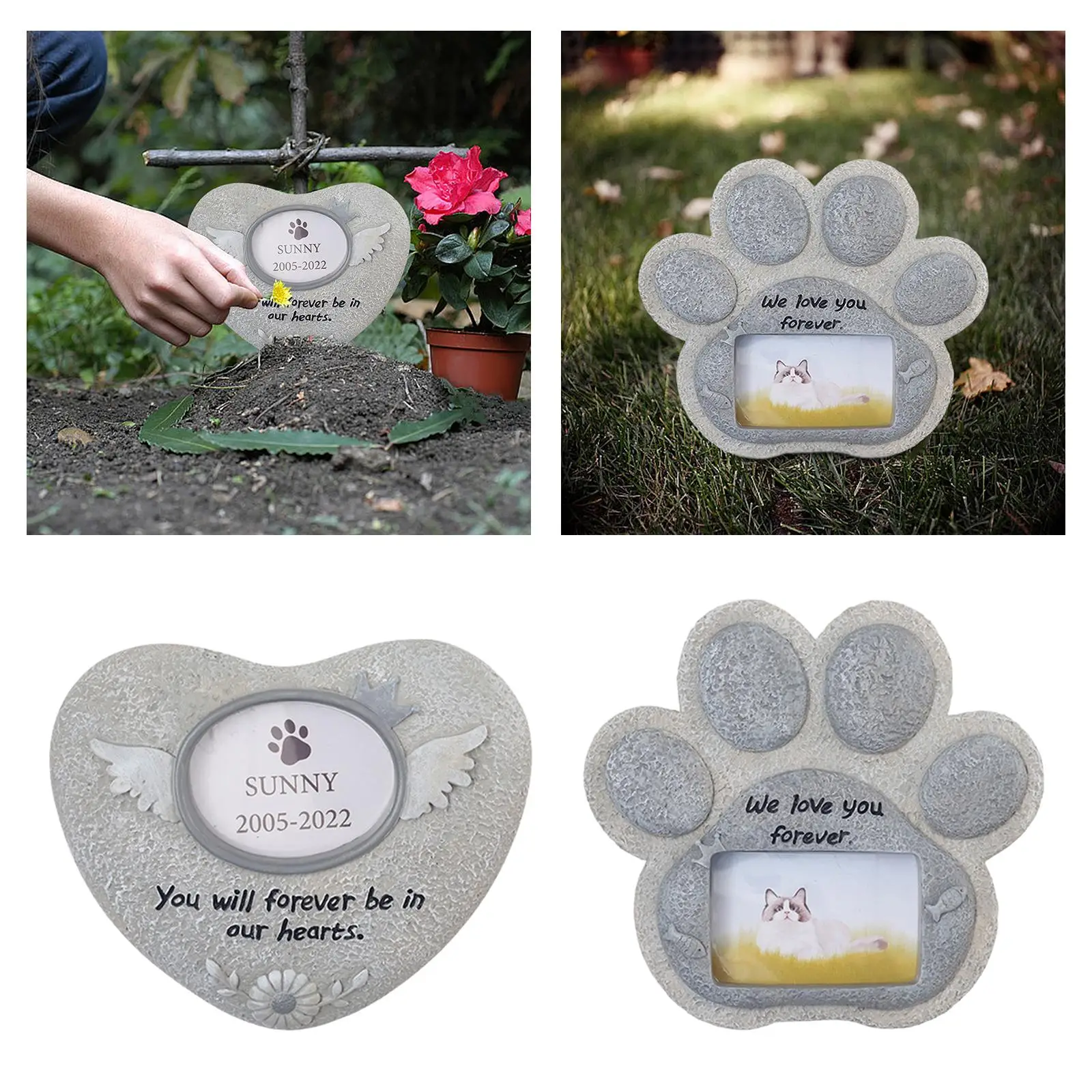 Pet Dog Memorial Stones for Dog or Cat Gravestone Resin Small Grave Stone Grave Markers for Flowerbed Porch Patio Yard Outside