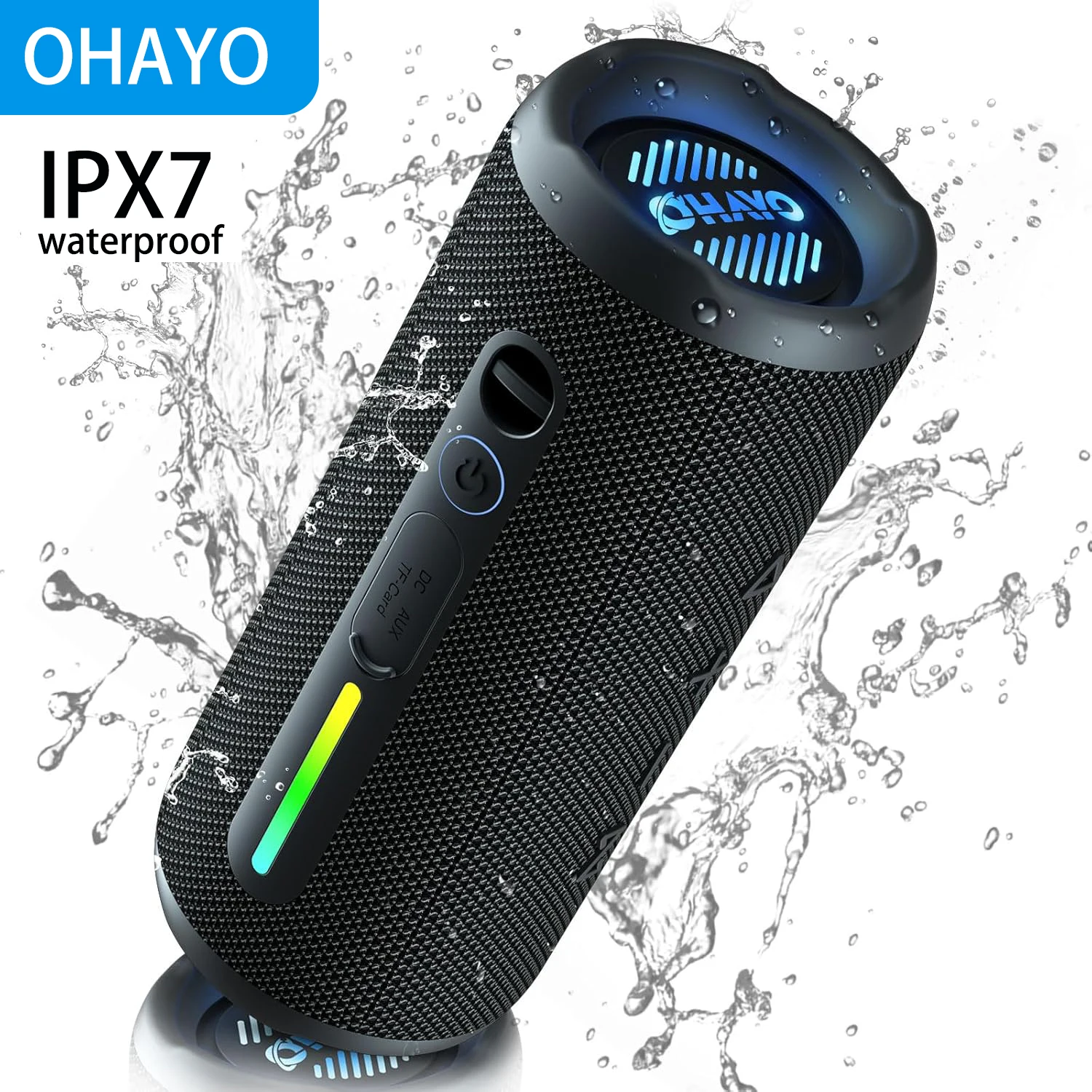 

OHAYO S7 Portable Bluetooth Speaker - IPX7 Waterproof, Wireless Stereo Pairing, 25-Hour Playtime, 24W Loud Sound