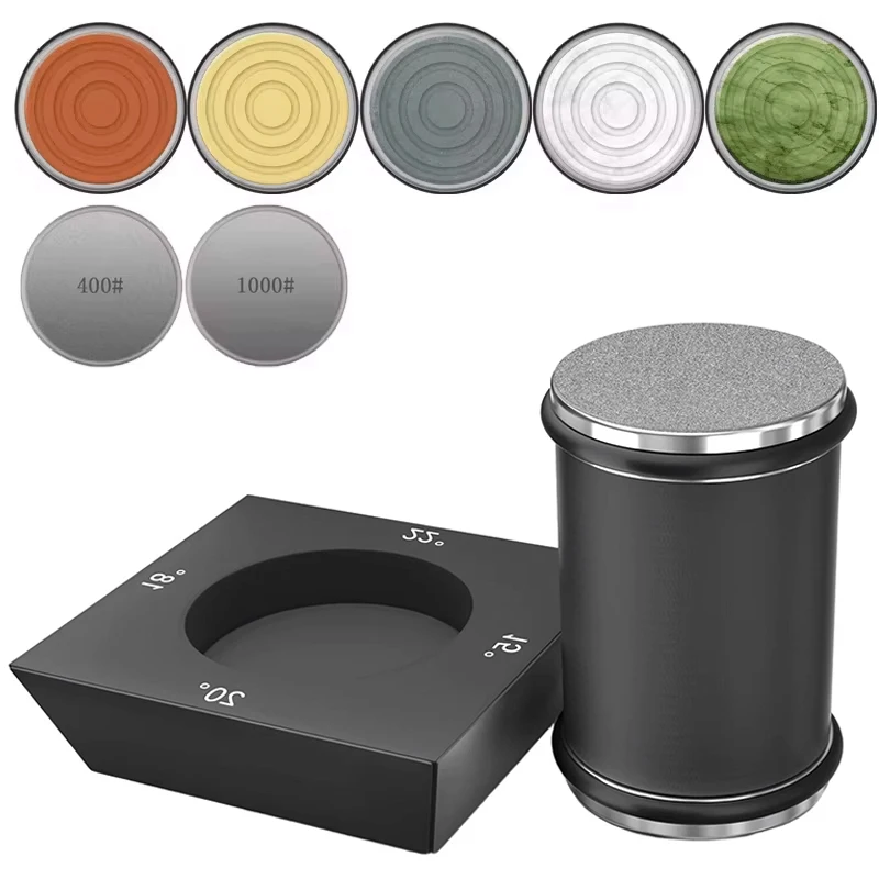 Niiruo Kit per affilare i coltelli a 4 angoli per affilare i coltelli a rulli con bordo dritto con set di coltelli per pietra per affilare i diamanti dell'industria