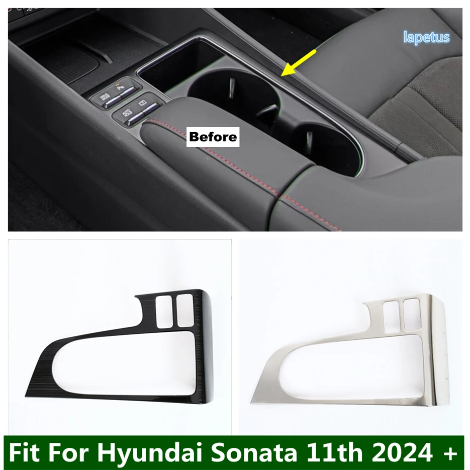 

Stainless Steel Car Central Center Control Gear Shift Panel Cover Trim For Hyundai Sonata 11th 2024 2025 Black Brushed / Silver