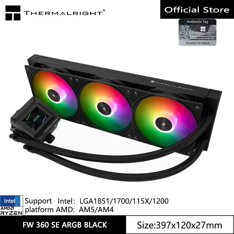 

Thermalright FW 360 SE ARGB All-in-one water cooling radiator,2-inch LCD display screen/magnetic detachable/Supports LGA1851/AM5