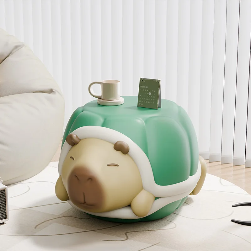 مقعد تغيير الأحذية كابيبارا على شكل سلحفاة كرتونية إبداعية، عدد قليل من الأسرة بجانب الأريكة لتخزين الهدايا المتحركة للمنزل الجديد #3