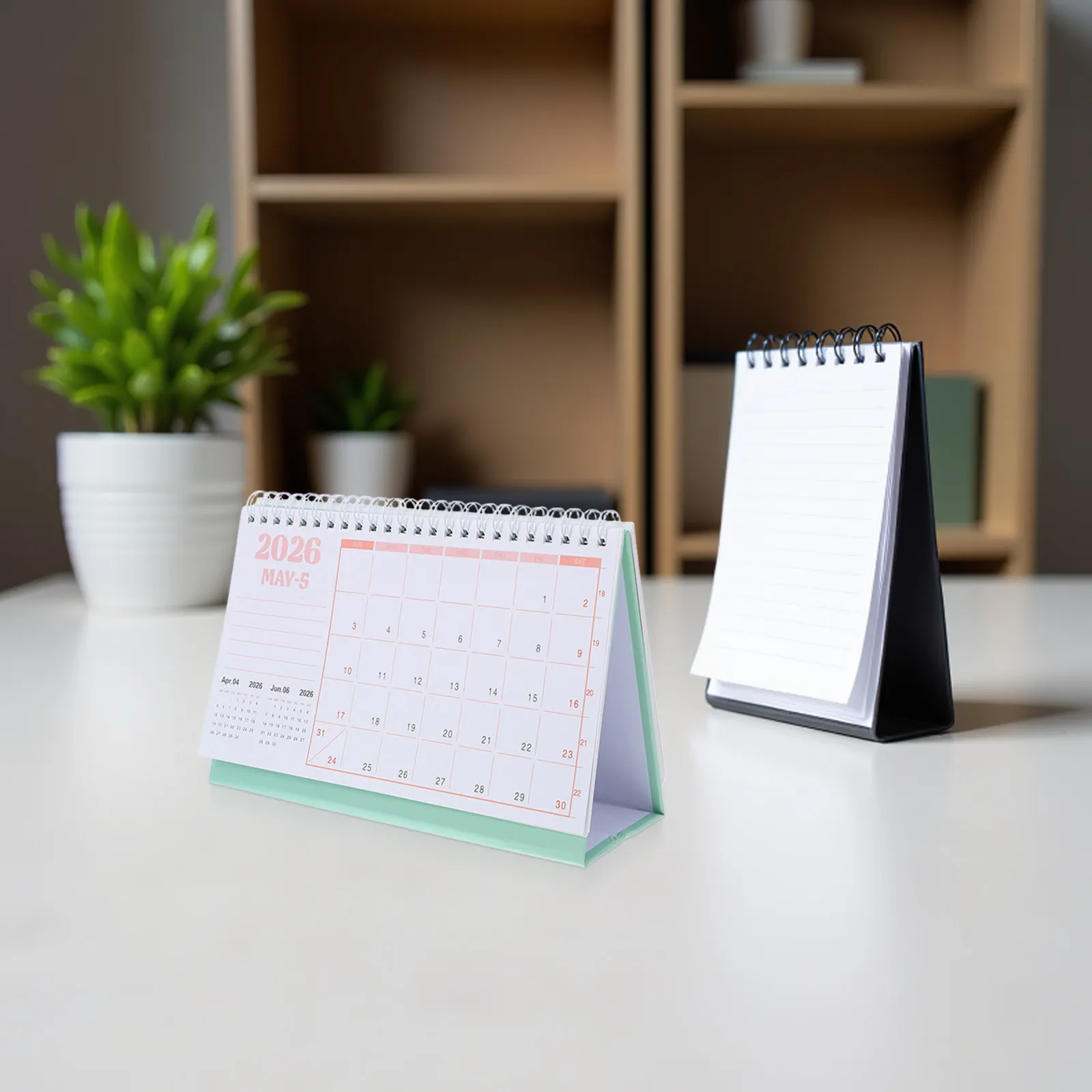 

2Pcs Coil Desk Calendar 2026 - Elegant Small Desktop Calendar with Sturdy Base for Office Home School Daily Planning Organizer