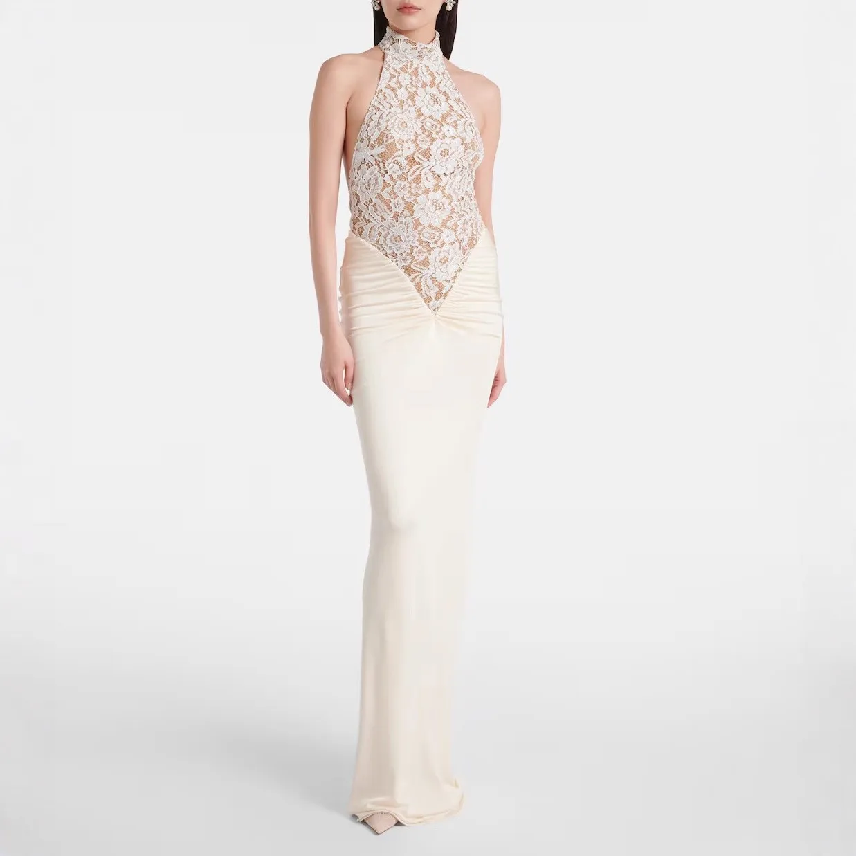 

Luxury Celebrity Same Style Banquet High End Nightclub Evening Dress Sexy Backless Party Hanging Neck Long Dress