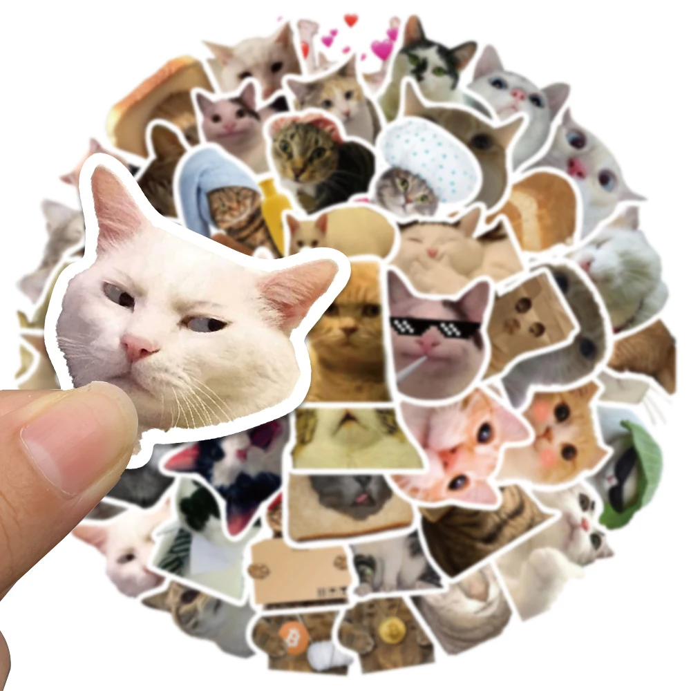 50/100PCS Cute Cats Dogs Stickers Funny Meme Pets Animal Decals Laptop Phone Travel Luggage Bottle Scrapbook Car Pack Sticker