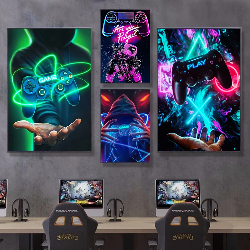 Peintures sur toile pour salle de jeu, manette de jeu, affiches et imprimés de Style Punk, images d'art murales, cadeau de Gamer pour garçons, décor de chambre d'enfant