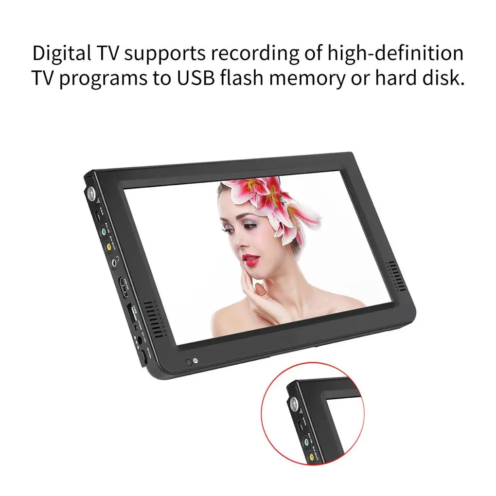 US Plug Portable Digital Television 1080P VGA AV E-book Video Player HDMI-Compatible Travel HD Screen TV 10 Inch