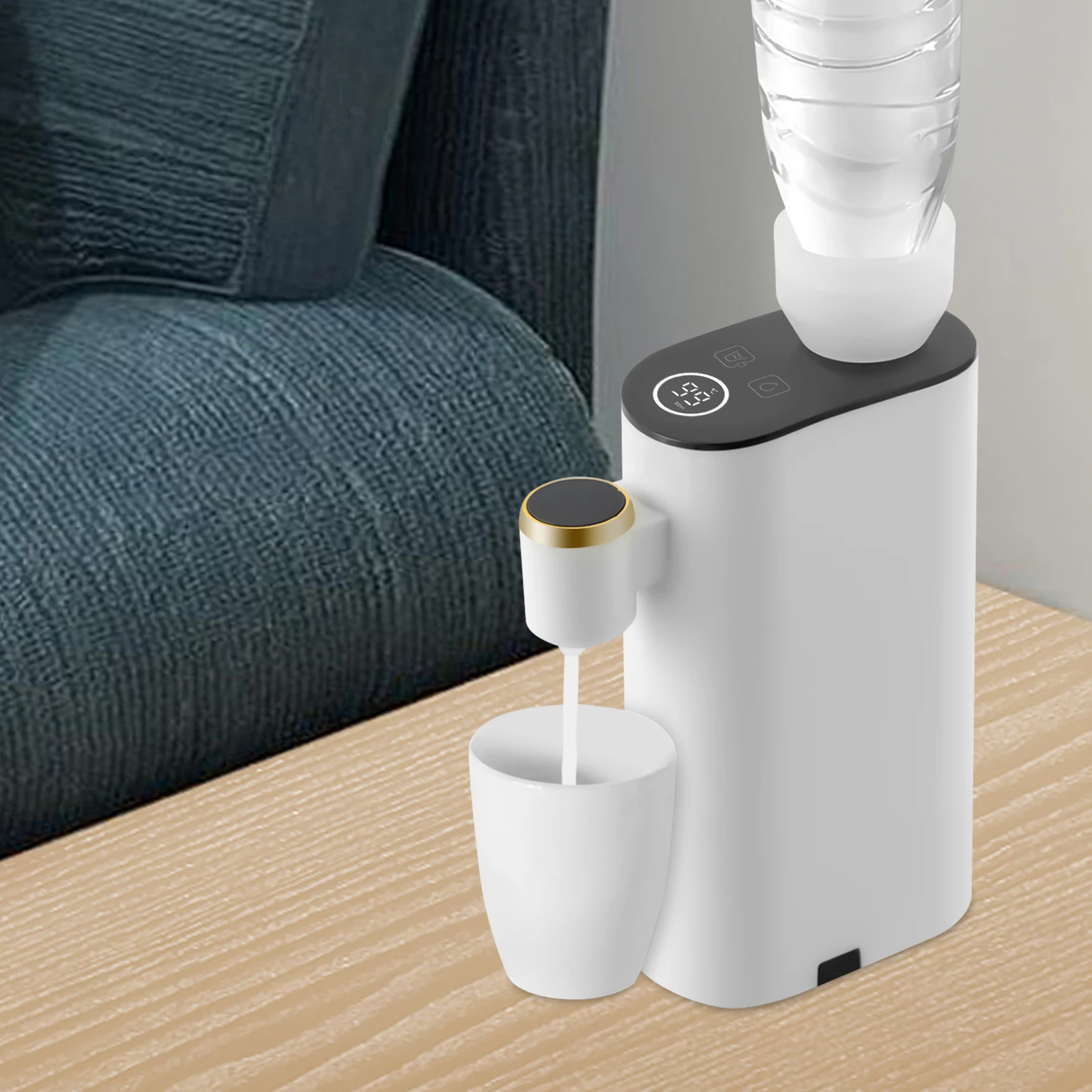

White Water Dispenser with Built-in Water Tank, Convenient Design for Home or Office, Provides Hot & Cold Water Options