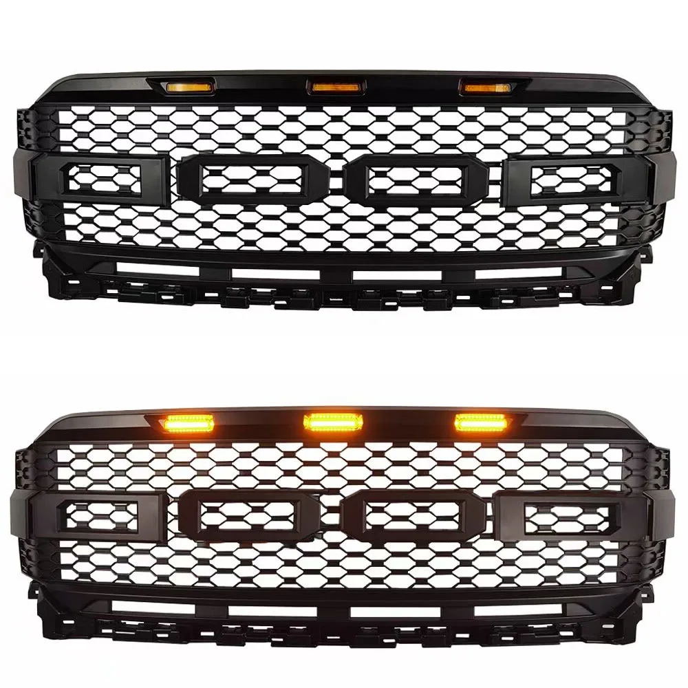 4x4 سيارة ABS شواء شبكة رابتور الشوايات لاقط سباق مصبغة الجبهة شواء الوفير شبكات غطاء أجزاء الشاحنة لفورد F150 2021 #2