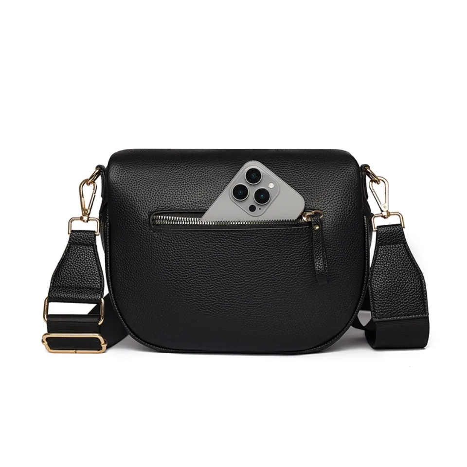 100% Top Layer Genuine Cowhide Leather Saddle Bag Luxury Handbags Women Bags Designer Crossbody Shoulder Bags for Women Commute