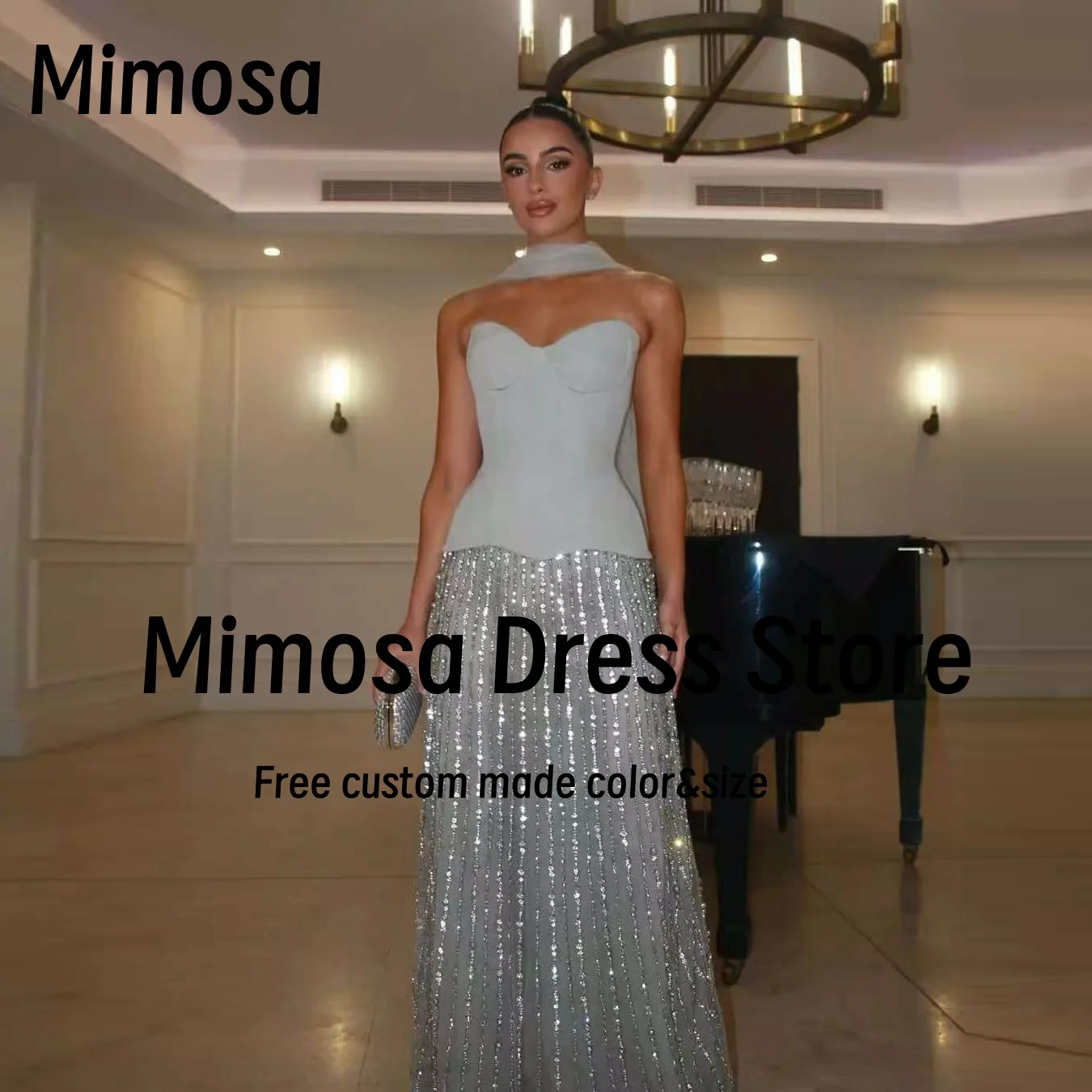 

Mimosa Sexy Sweetheart Prom Dresses 2025 Celebrity Women Wear Shinny Bespoke Party Dress with Shawls Evening Gowns Customized