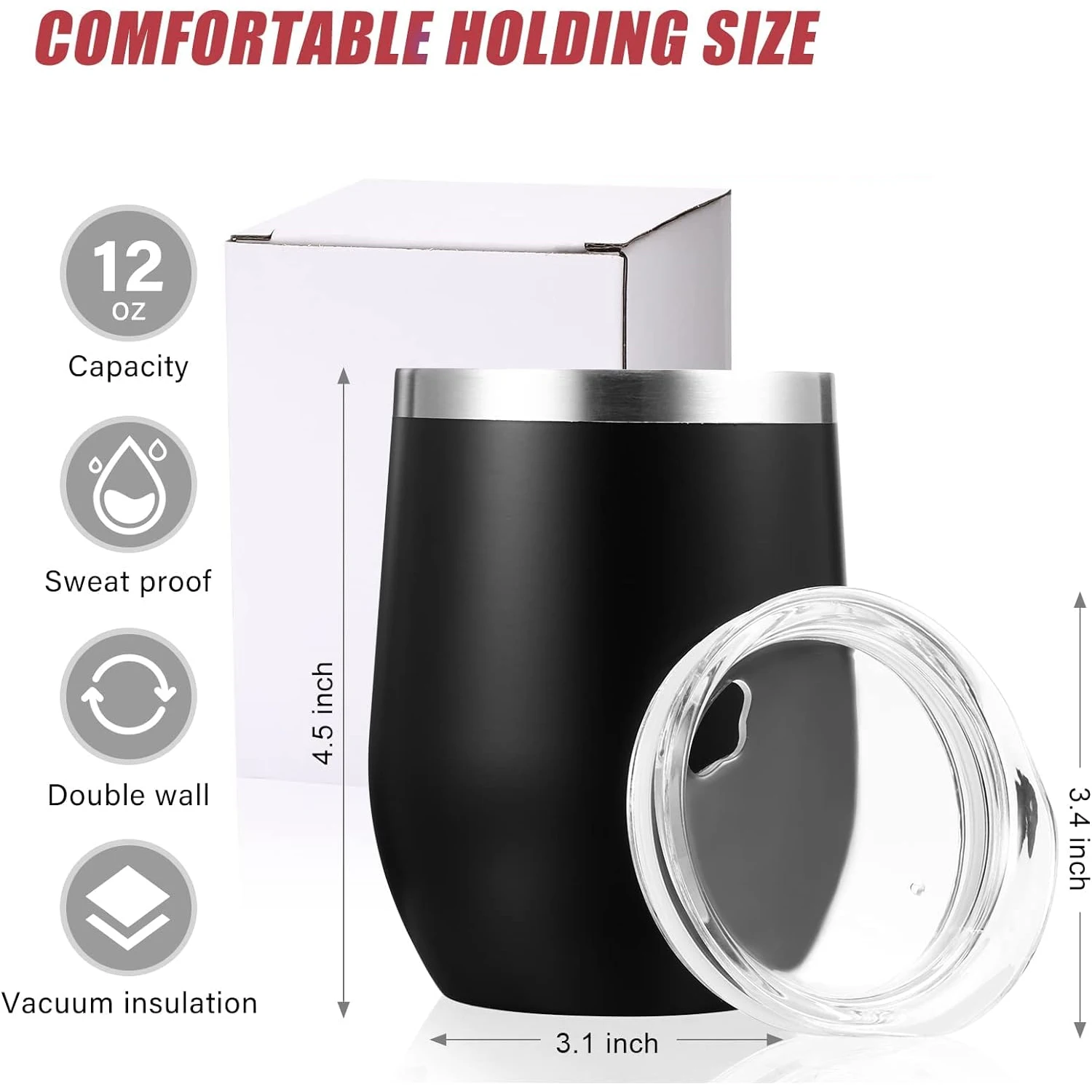 12oz Eggshell Cup Stainless Steel Wine Tumblers Double Wall Insulated Vacuum Drinking Cup with Lids U-shaped Coffee Mug Glasses