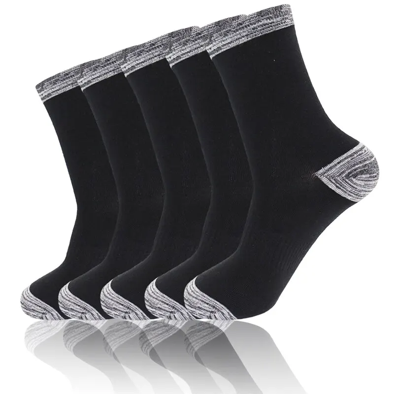 5 Pair Winter Men Socks Cotton Black Leisure Business Long Socks Walking Running Hiking Thermal Socks For Male Plus Size