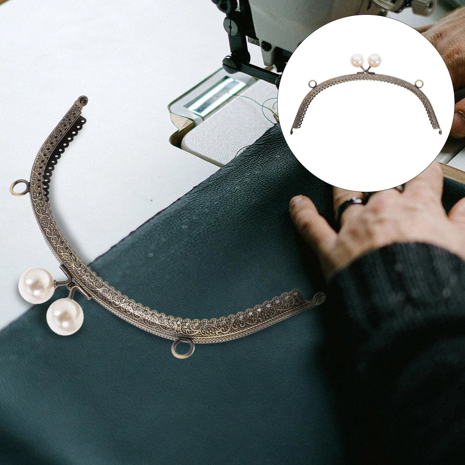 

Pearl 20.5cm Purse Frame Wallet Buckle Metal Clutch Handbag DIY Craft Lightweight Adjustable Tote Bag Accessories