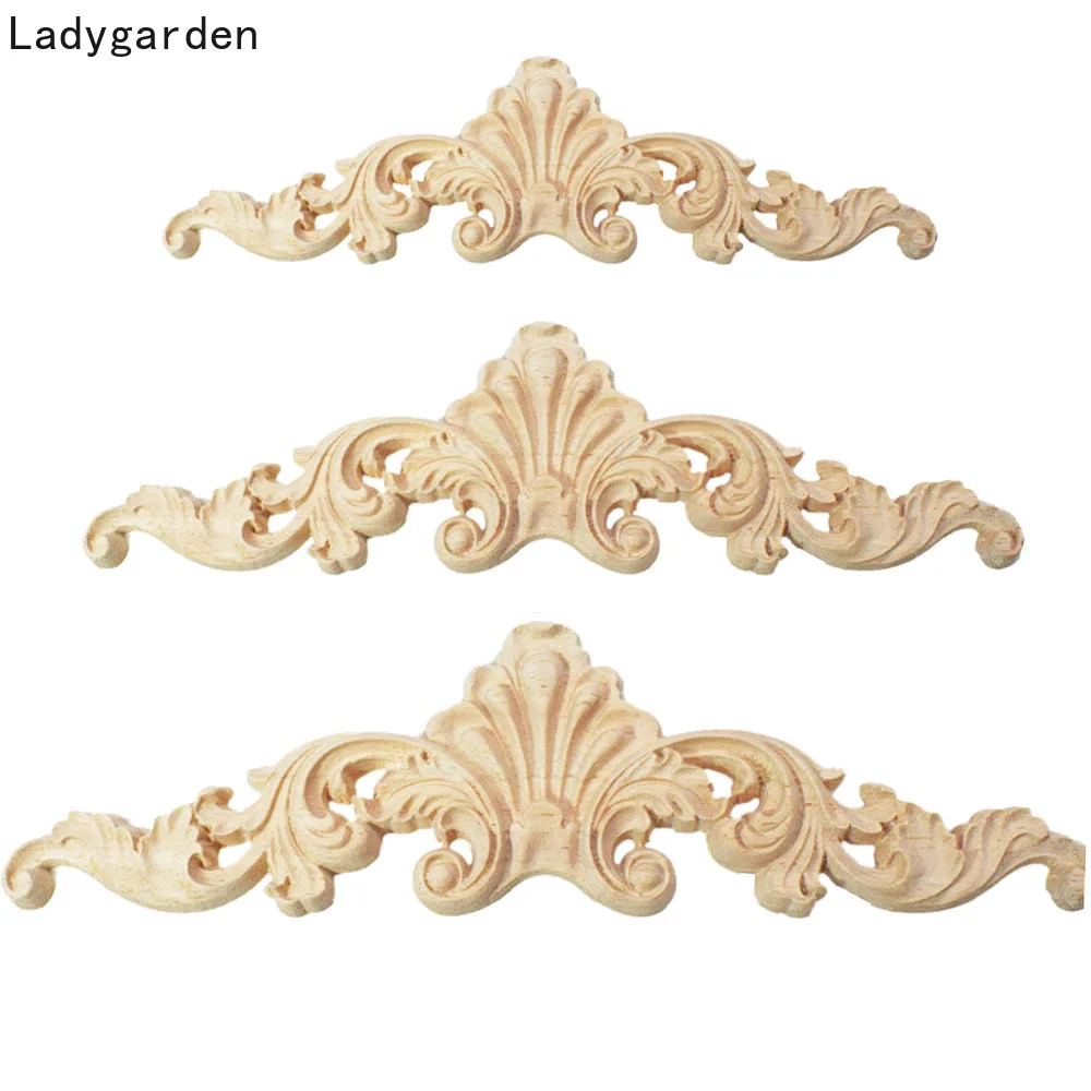 Vintage Statues Home Decoration Accessories Wooden Carved Corner Onlay Furniture Wall Decor Unpainted Sculptures Wood Applique